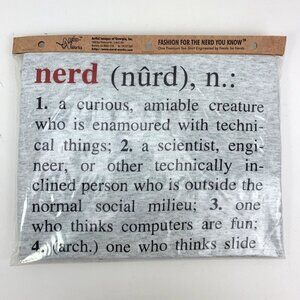 Vintage 90s Single Stitch Geeky Short Sleeve T-Shirt Large Gray "Nerd Definition